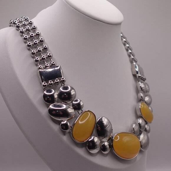 Lia Sophia Silver-tone and Yellow Cloud Burst Statement Necklace - Picture 2 of 9